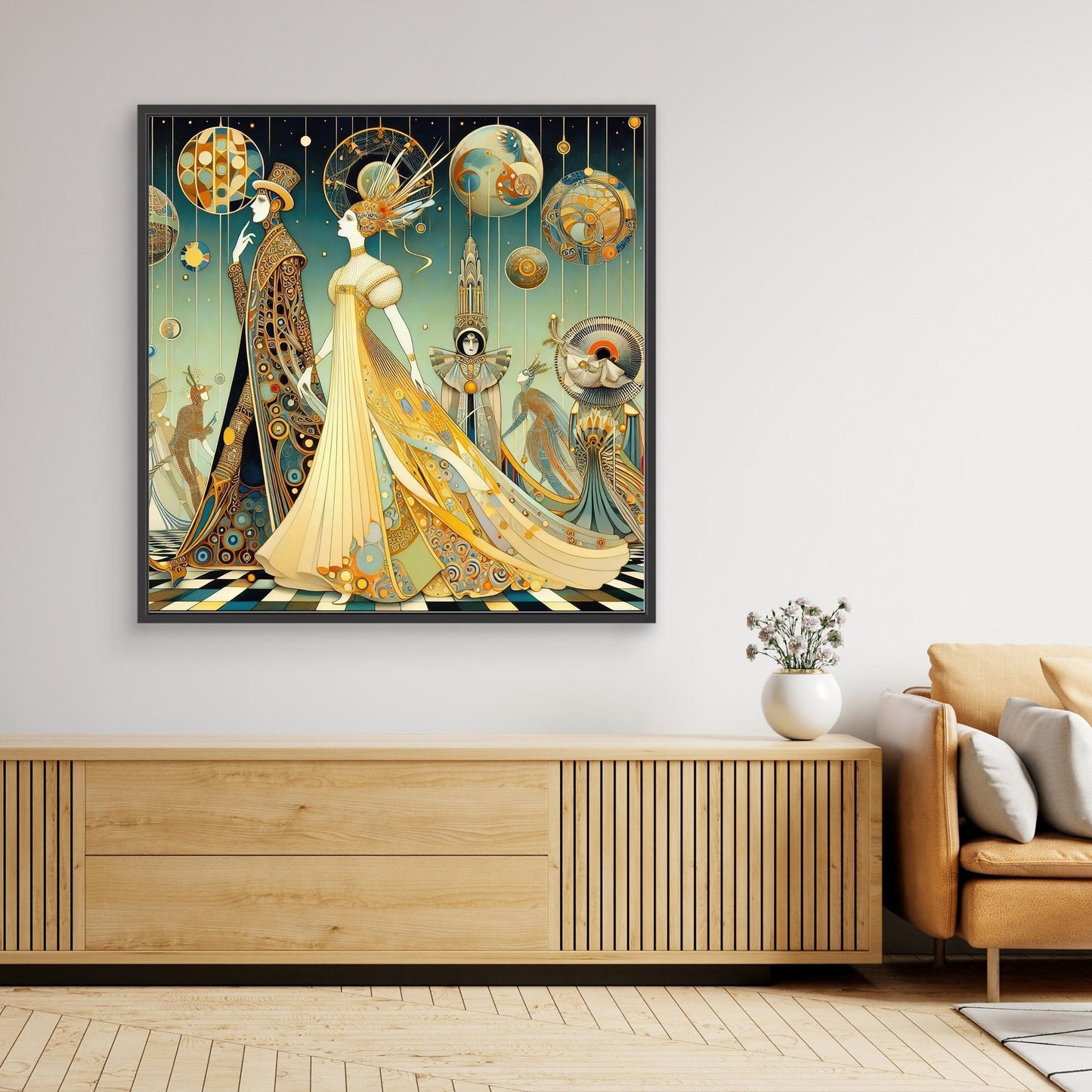 Celestial Courtship: A Surreal Masquerade of Stars and Symbols